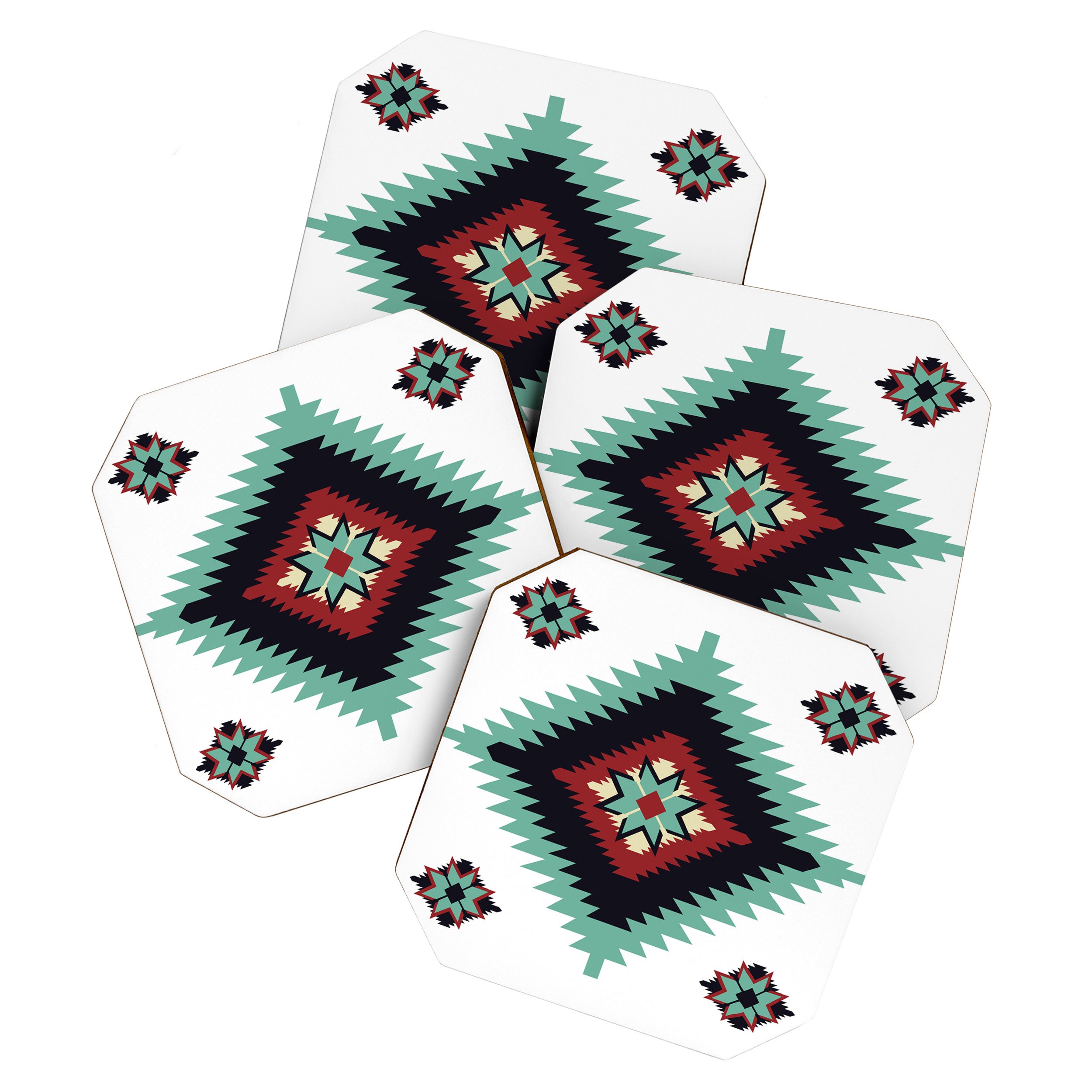 Southwest Santa Fe Geometric Tribal Indian Pattern Coaster Gallery Image 1