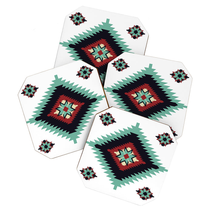 Southwest Santa Fe Geometric Tribal Indian Pattern Coaster Gallery Image 1