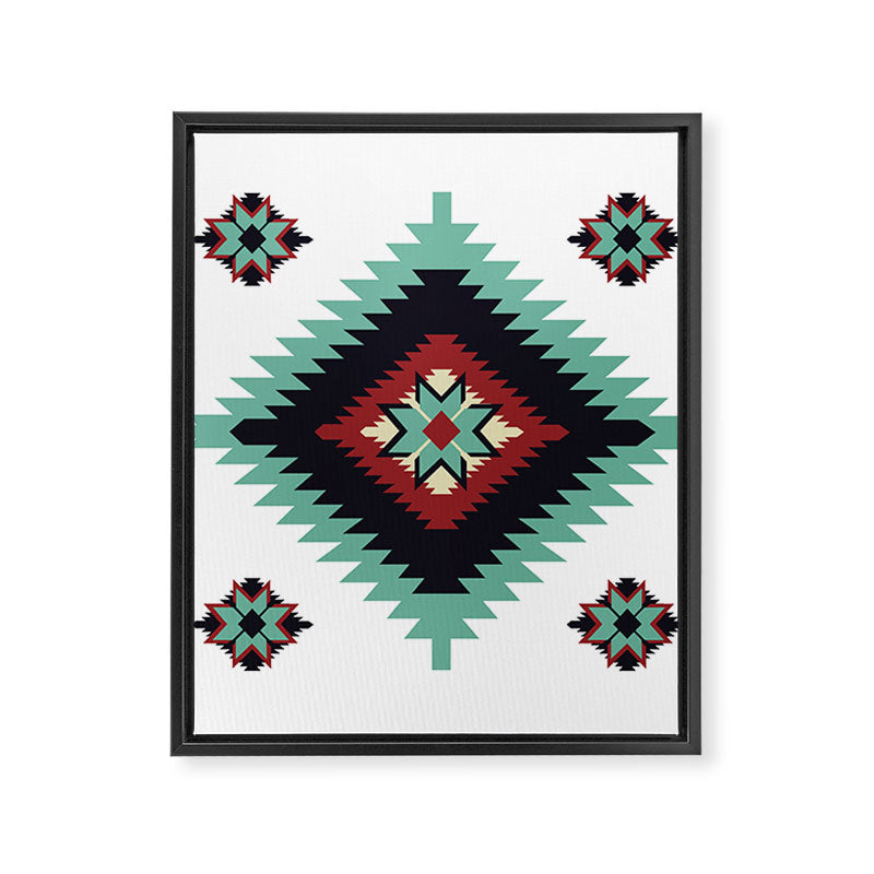 Southwest Santa Fe Geometric Tribal Indian Pattern Framed Canvas Print Gallery Image 8