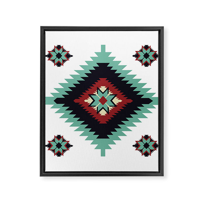 Southwest Santa Fe Geometric Tribal Indian Pattern Framed Canvas Print Gallery Image 1