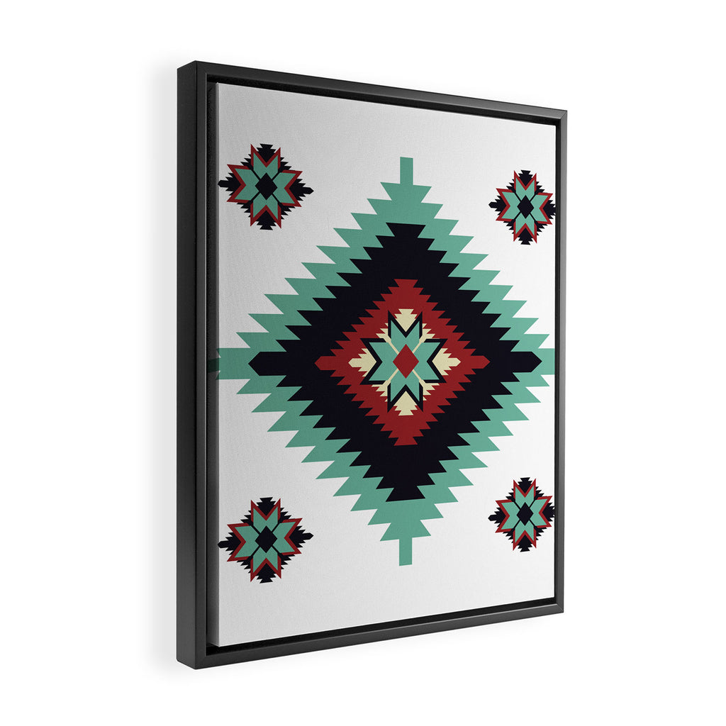 Southwest Santa Fe Geometric Tribal Indian Pattern Framed Canvas Print Gallery Image 2