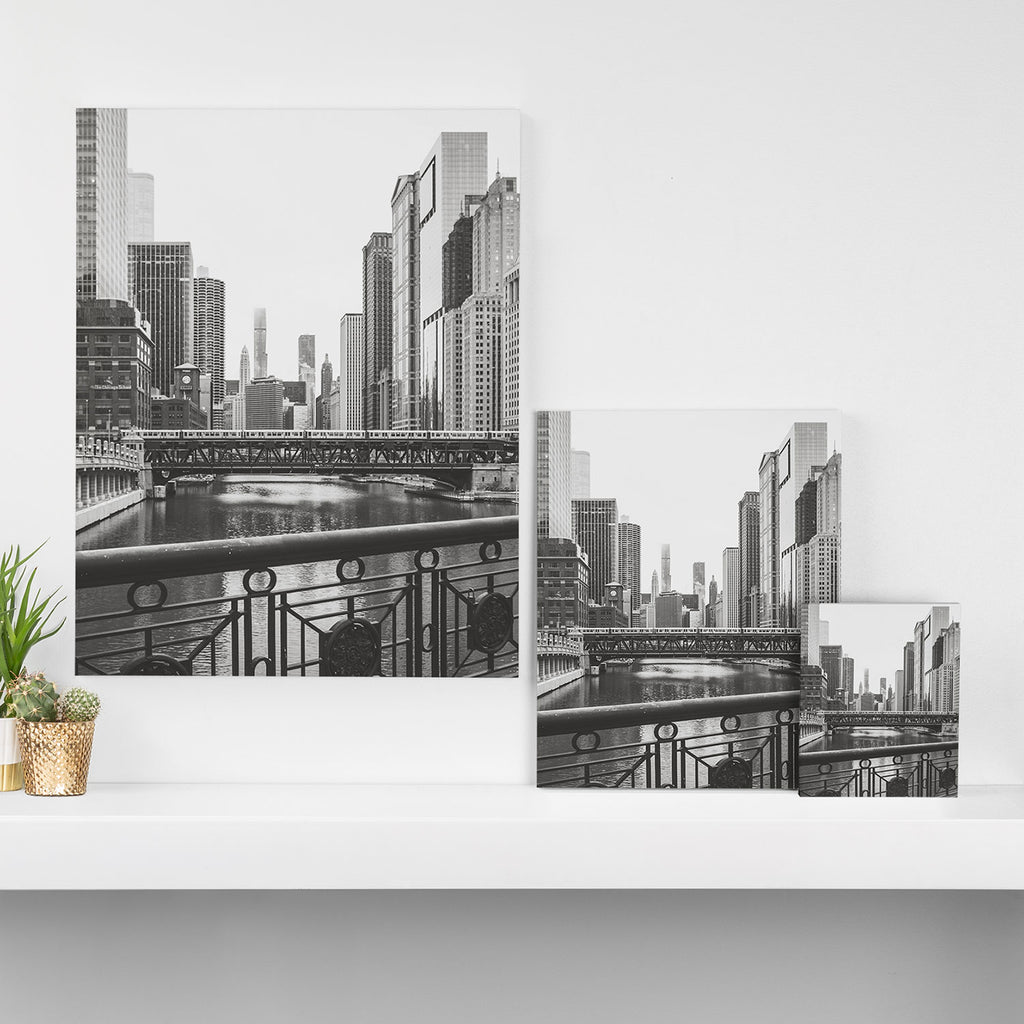 Chicago River Black and White Canvas Print Gallery Image 3