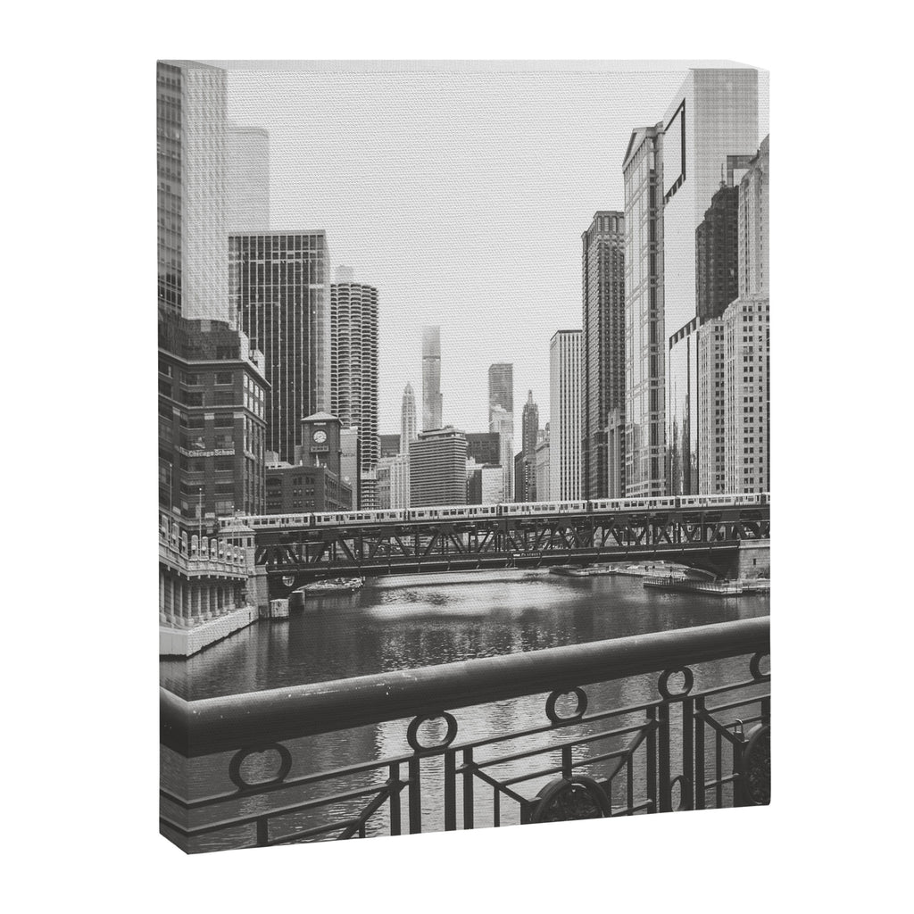 Chicago River Black and White Canvas Print Gallery Image 3