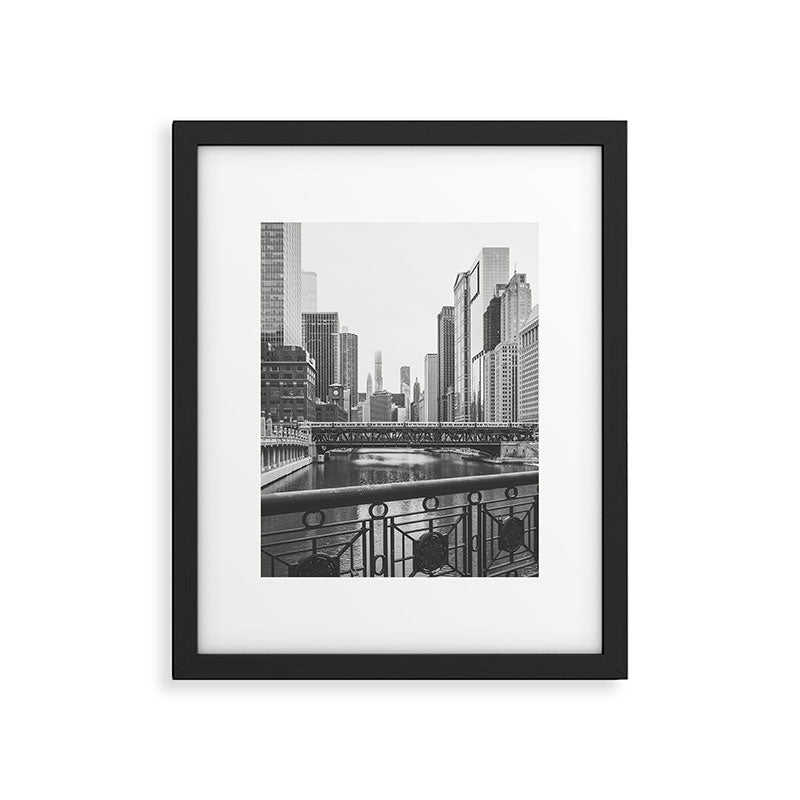 Chicago River Black and White Framed Art Print Gallery Image 4