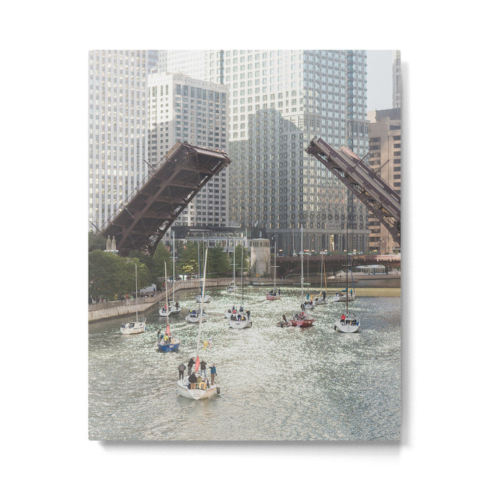 Chicago River, Bridges Up Metal Print Gallery Image 1