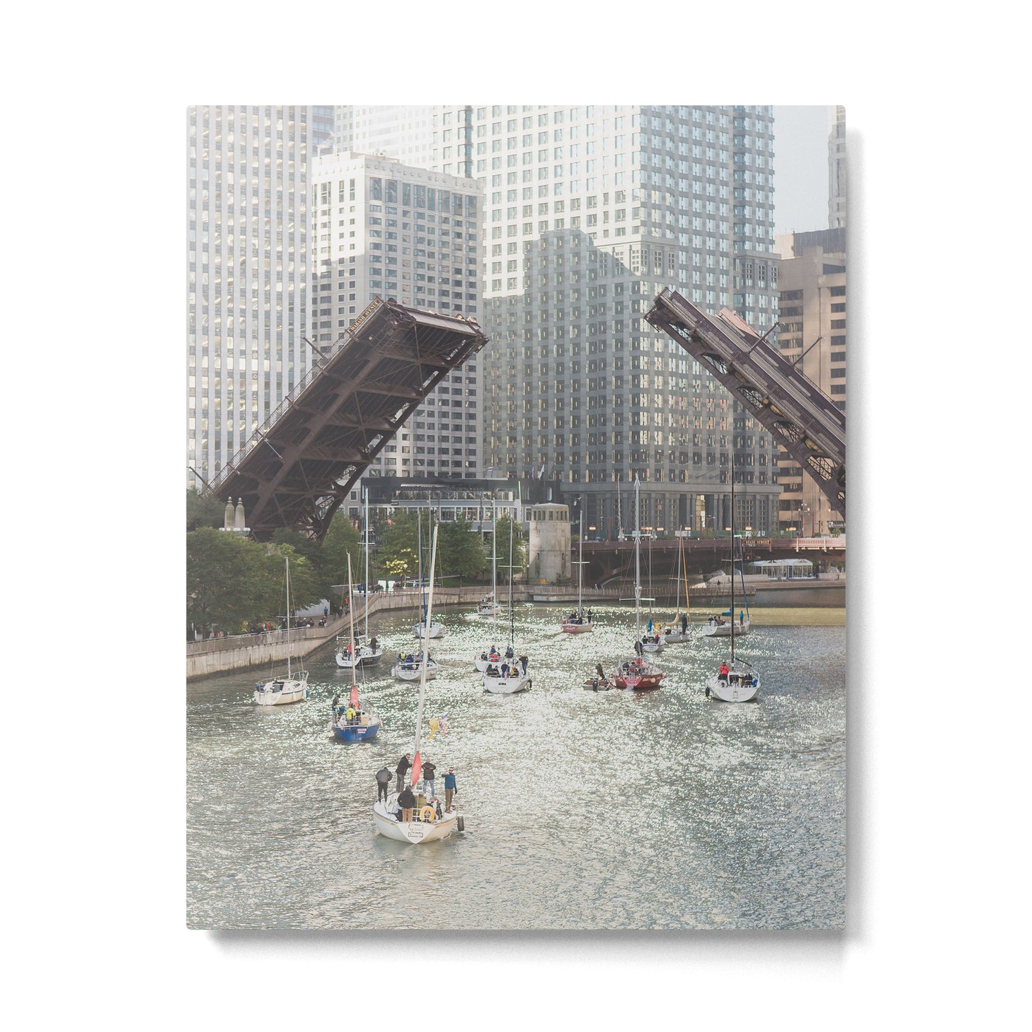 Chicago River, Bridges Up Metal Print Gallery Image 4