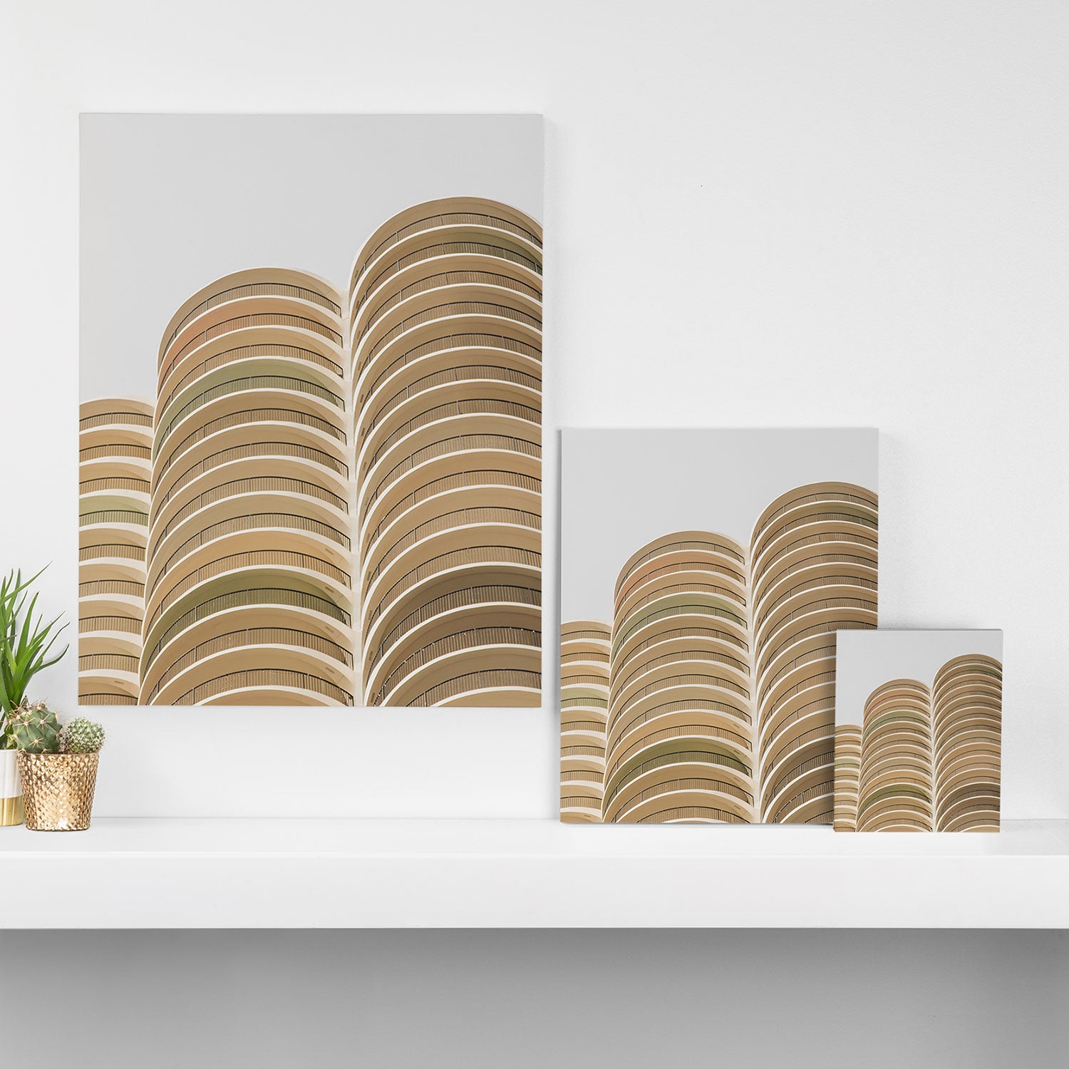 Marina Towers Beige Canvas Print Gallery Image 3