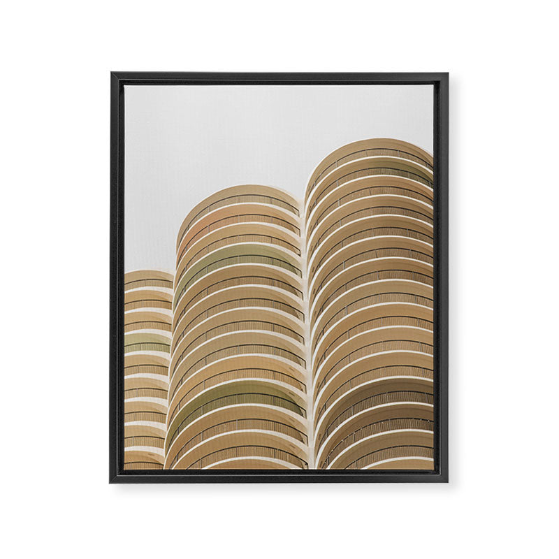 Marina Towers Beige Framed Canvas Print Gallery Image 3