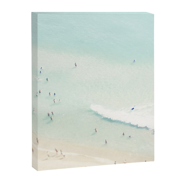 Aerial Beach - People - Pastel Ocean - Aerial Mint Green Sea - Crashing Waves - Travel photography Canvas Print Gallery Image 1