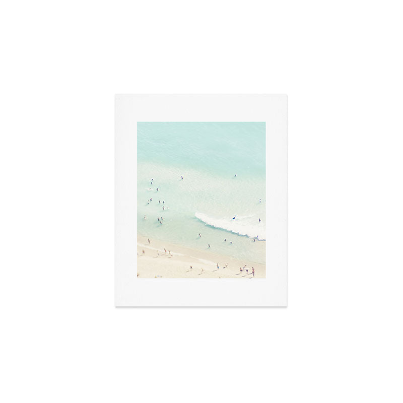 Aerial Beach - People - Pastel Ocean - Aerial Mint Green Sea - Crashing Waves - Travel photography Art Print Gallery Image 1