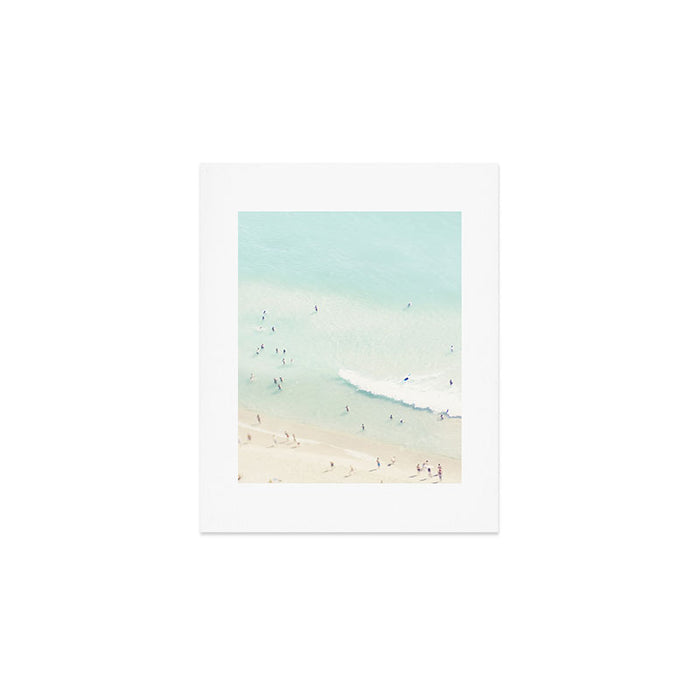 Aerial Beach - People - Pastel Ocean - Aerial Mint Green Sea - Crashing Waves - Travel photography Art Print Gallery Image 1