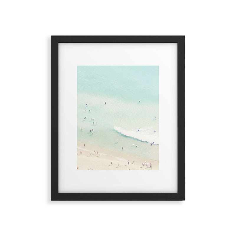 Aerial Beach - People - Pastel Ocean - Aerial Mint Green Sea - Crashing Waves - Travel photography Framed Art Print Gallery Image 5