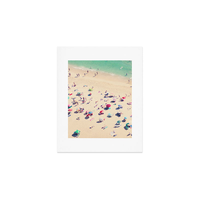 Aerial Beach Photography - Ocean Print - Colorful Beach Umbrellas - Sea photo by Ingrid Beddoes Art Print Gallery Image 1