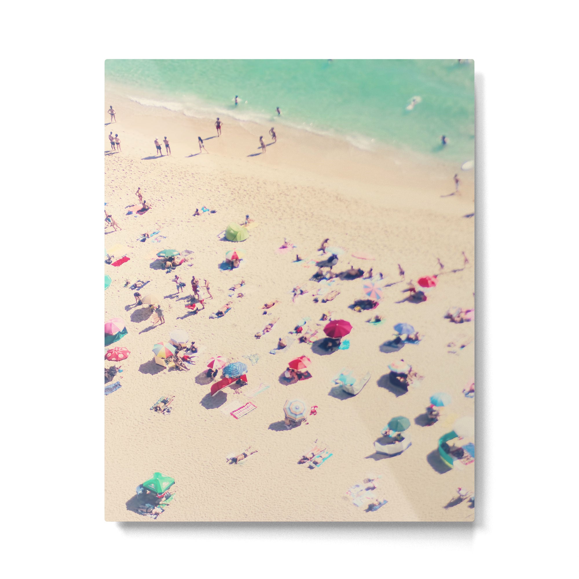 Aerial Beach Photography - Ocean Print - Colorful Beach Umbrellas - Sea photo by Ingrid Beddoes Metal Print Gallery Image 4
