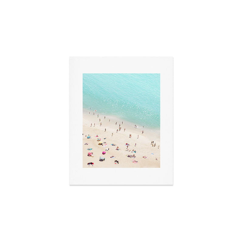 Aerial Beach Photography -  Pastel Ocean  - Colorful Beach Umbrellas - Sea Travel photography Art Print Gallery Image 1