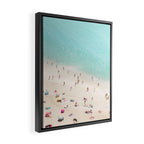 Aerial Beach Photography -  Pastel Ocean  - Colorful Beach Umbrellas - Sea Travel photography Framed Canvas Print Gallery Image 2
