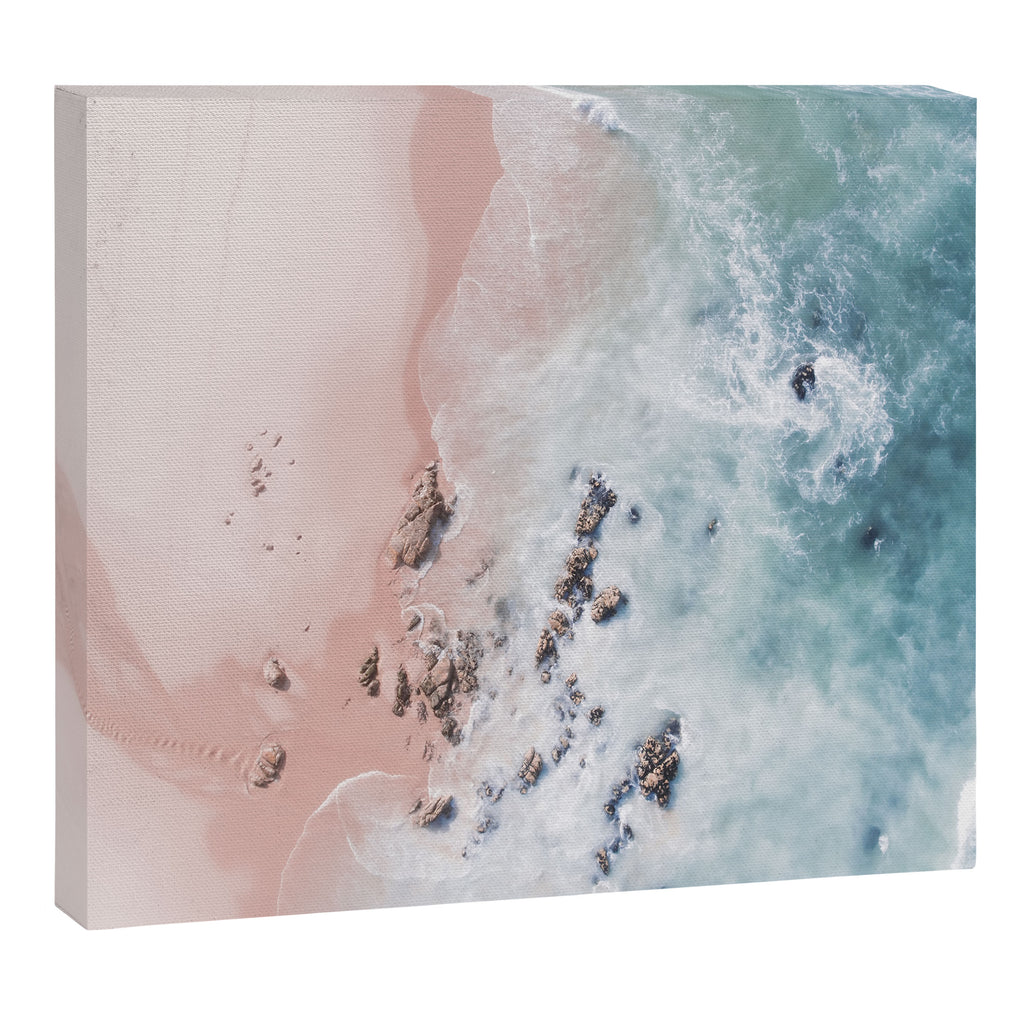 Aerial Beach Print - Pink Sand Beach - Ocean -  Sea Travel photography - Original Sea Bliss Canvas Print Gallery Image 14