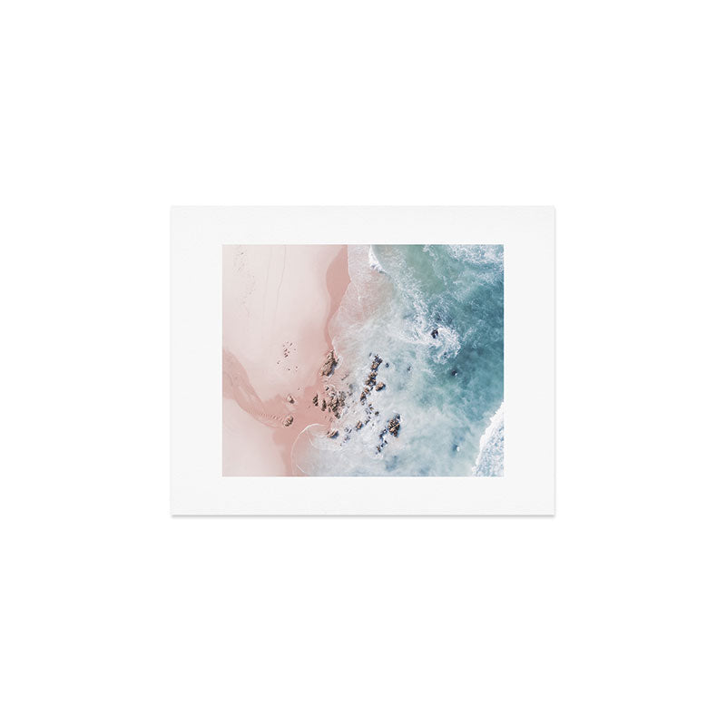Aerial Beach Print - Pink Sand Beach - Ocean -  Sea Travel photography - Original Sea Bliss Art Print Gallery Image 1