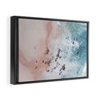 Aerial Beach Print - Pink Sand Beach - Ocean -  Sea Travel photography - Original Sea Bliss Framed Canvas Print Gallery Image 2