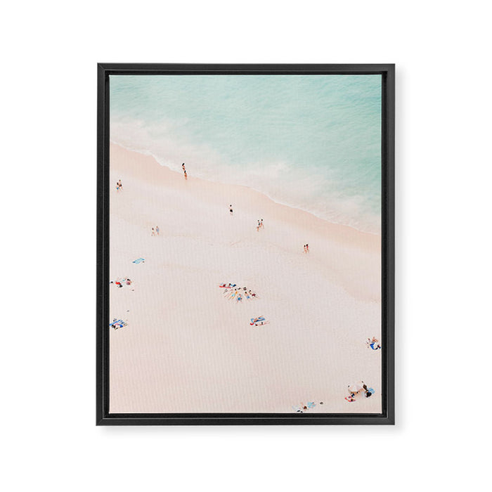 Aerial Beach Summer Bliss - Elegant Minimal Beach People - Ocean - Sea Photography by Ingrid Beddoes Framed Canvas Print Gallery Image 1