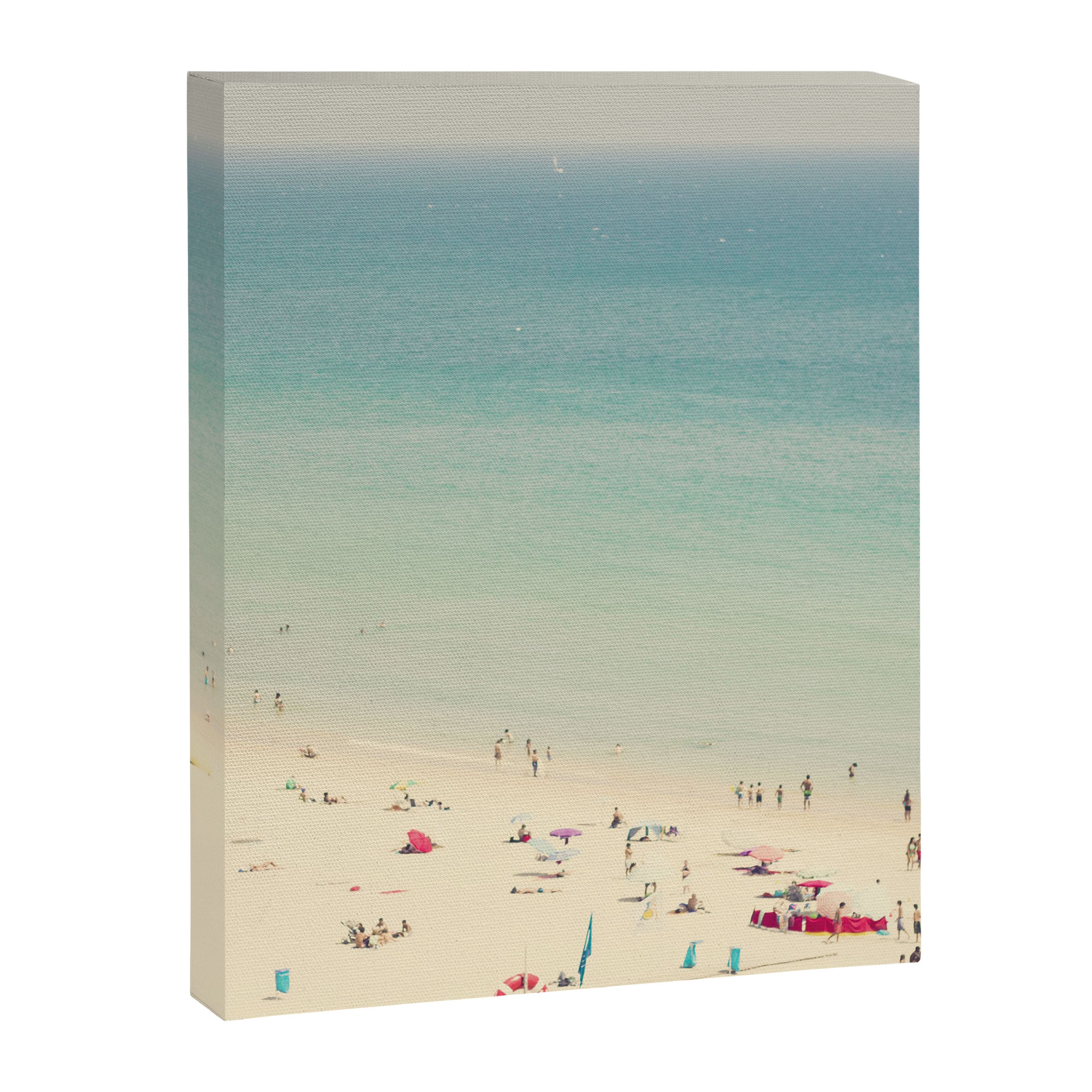 Aerial Crowded Beach - Pastel Beach - Ocean Print - Sea Travel photography Canvas Print Gallery Image 8
