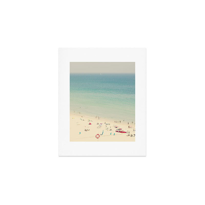 Aerial Crowded Beach - Pastel Beach - Ocean Print - Sea Travel photography Art Print Gallery Image 1