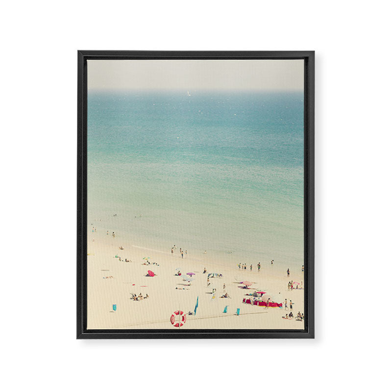 Aerial Crowded Beach - Pastel Beach - Ocean Print - Sea Travel photography Framed Canvas Print Gallery Image 8