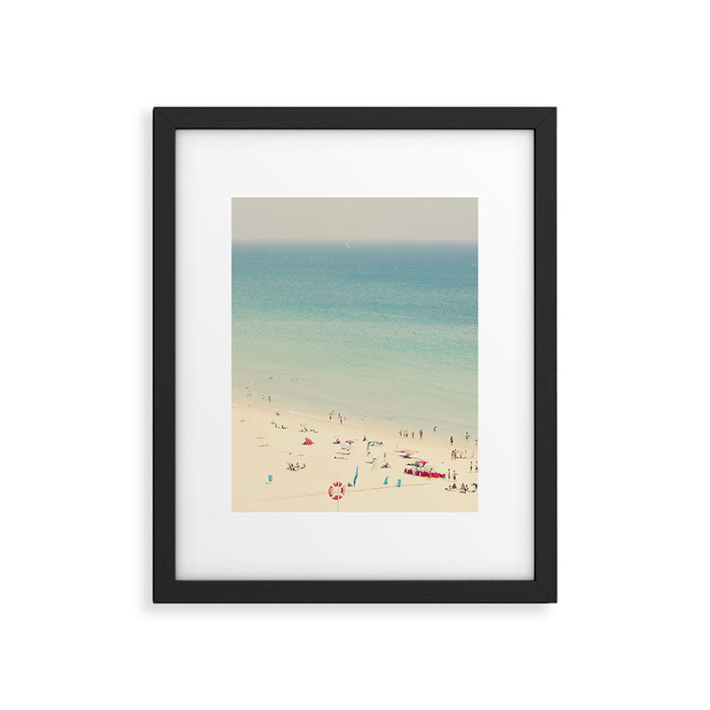 Aerial Crowded Beach - Pastel Beach - Ocean Print - Sea Travel photography Framed Art Print Gallery Image 4
