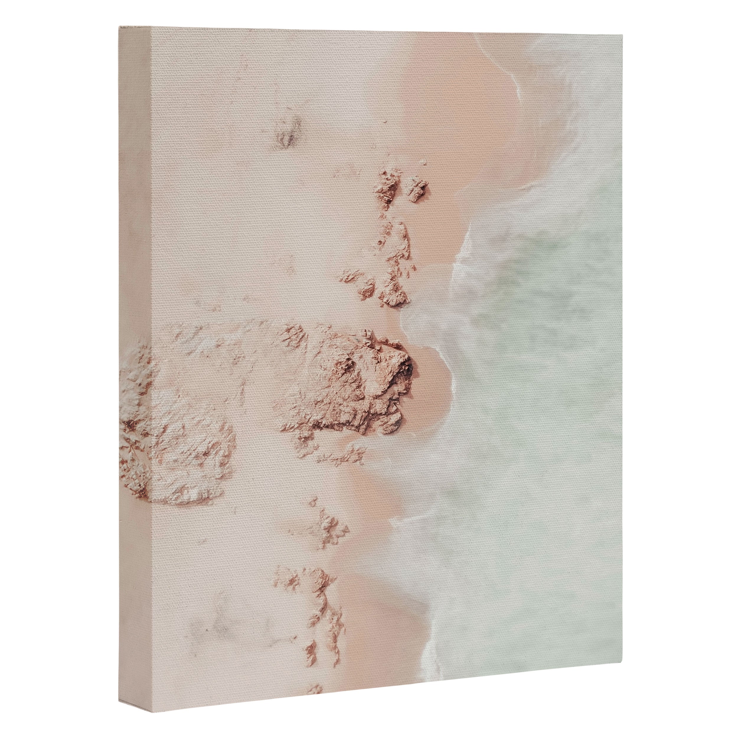 Aerial Mint Green Ocean - Pastel Beach - Minimal Beach - Sea Travel  photography Canvas Print Gallery Image 3