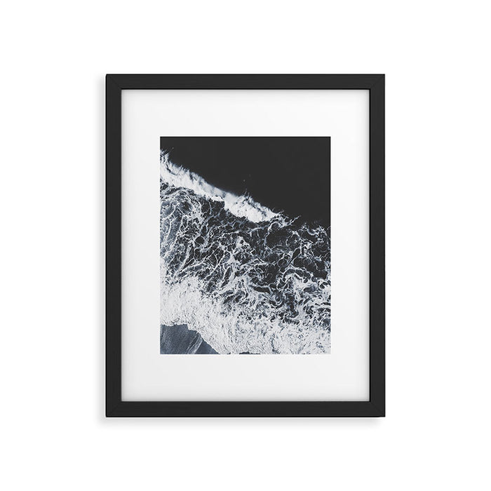 Aerial Ocean - Black and White Sea - Crashing Waves - Travel photography Framed Art Print Gallery Image 1