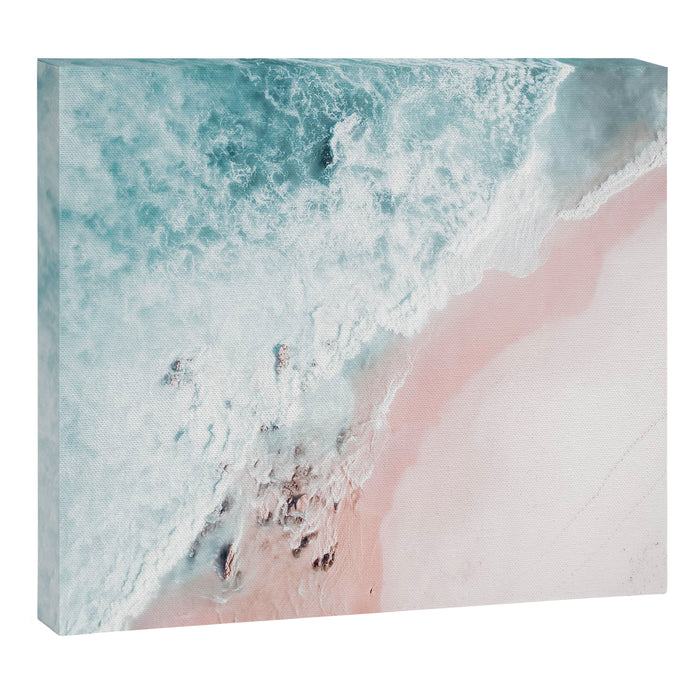 Aerial Ocean Print - Aerial Beach - Pastel Pink Sand - Sea -Travel photography by Ingrid Beddoes Canvas Print Gallery Image 1