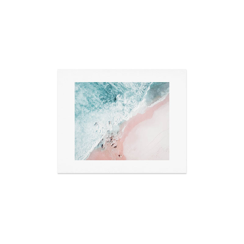Aerial Ocean Print - Aerial Beach - Pastel Pink Sand - Sea -Travel photography by Ingrid Beddoes Art Print Gallery Image 1