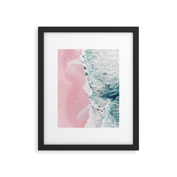 Aerial Ocean Print - Beach - Pink Sand - Wave - Original Sea of Love - Travel Photography  Framed Art Print Gallery Image 1