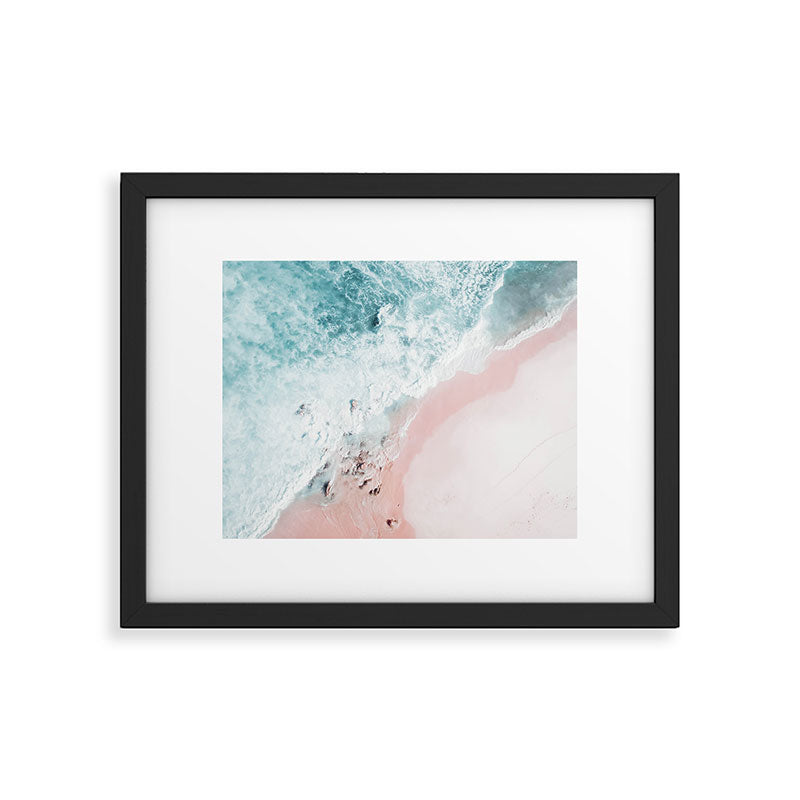 Aerial Ocean Print - Aerial Beach - Pastel Pink Sand - Sea -Travel photography by Ingrid Beddoes Framed Art Print Gallery Image 4