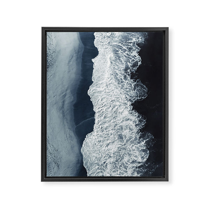 Aerial Ocean Waves - Beach - Dark Blue Ocean - Minimalist Landscape - Sea Travel photography Framed Canvas Print Gallery Image 1