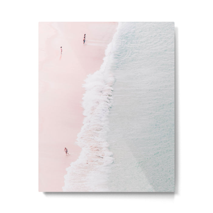 Aerial Pink Beach Print - Pastel - Ocean - Sea - Travel photography Metal Print Gallery Image 1