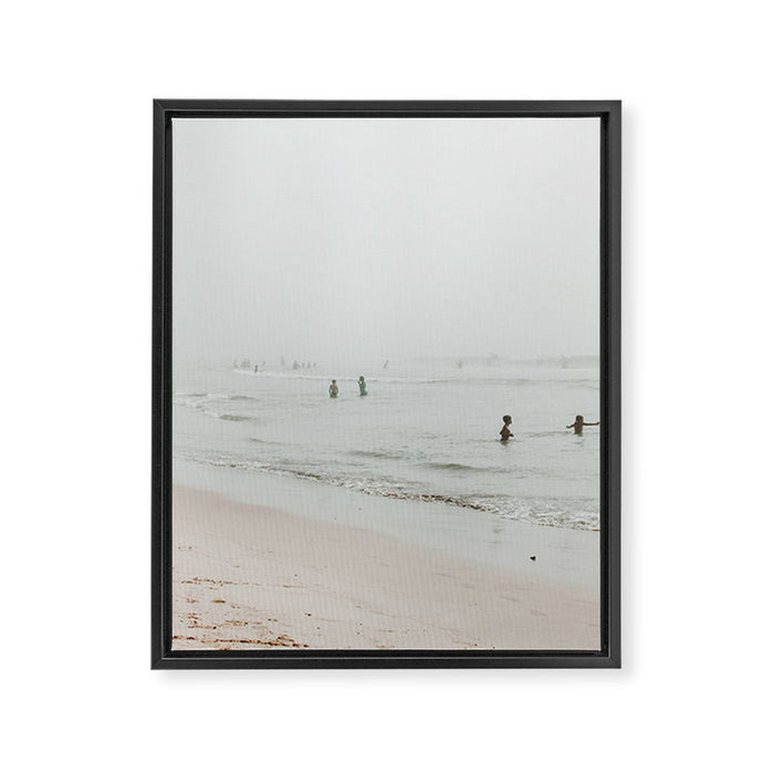 At the Beach 25 - Pastel Beach - Minimal - People - Ocean - Sea Travel photography Framed Canvas Print Gallery Image 1