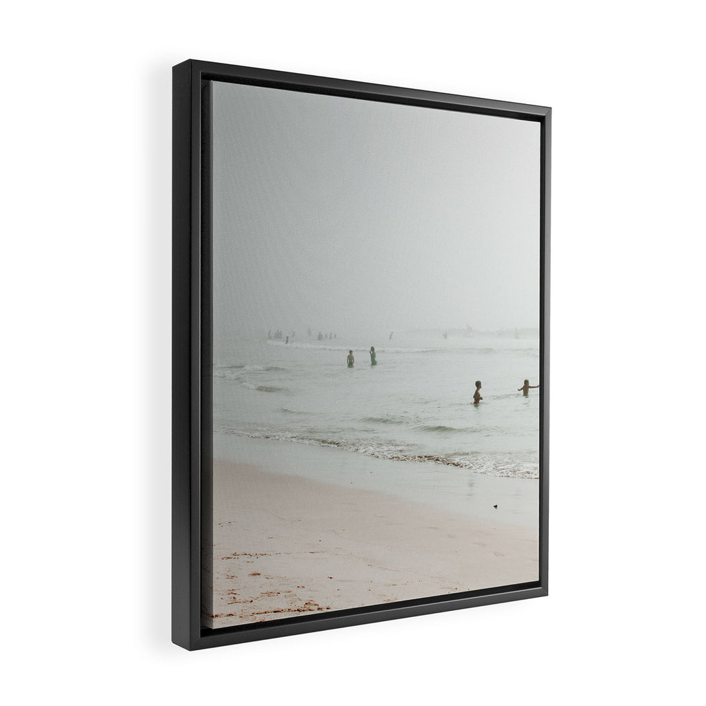 At the Beach 25 - Pastel Beach - Minimal - People - Ocean - Sea Travel photography Framed Canvas Print Gallery Image 2