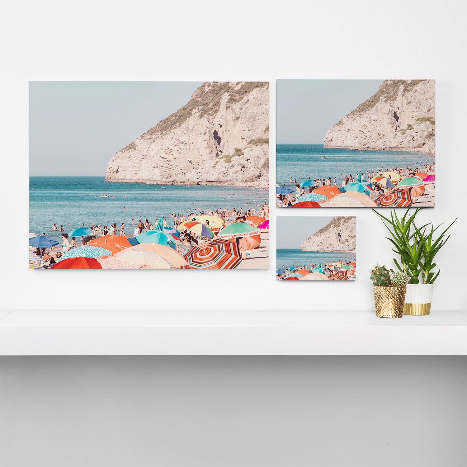 Beach - Colorful Sun Umbrellas two series - Ocean - Travel photography Canvas Print Gallery Image 3