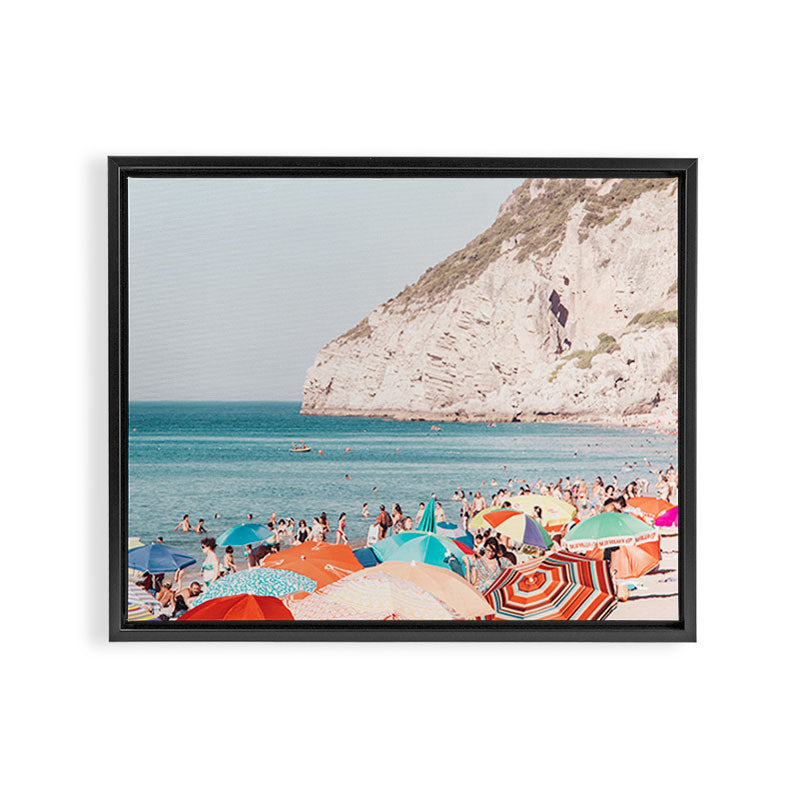 Beach - Colorful Sun Umbrellas two series - Ocean - Travel photography Framed Canvas Print Gallery Image 6