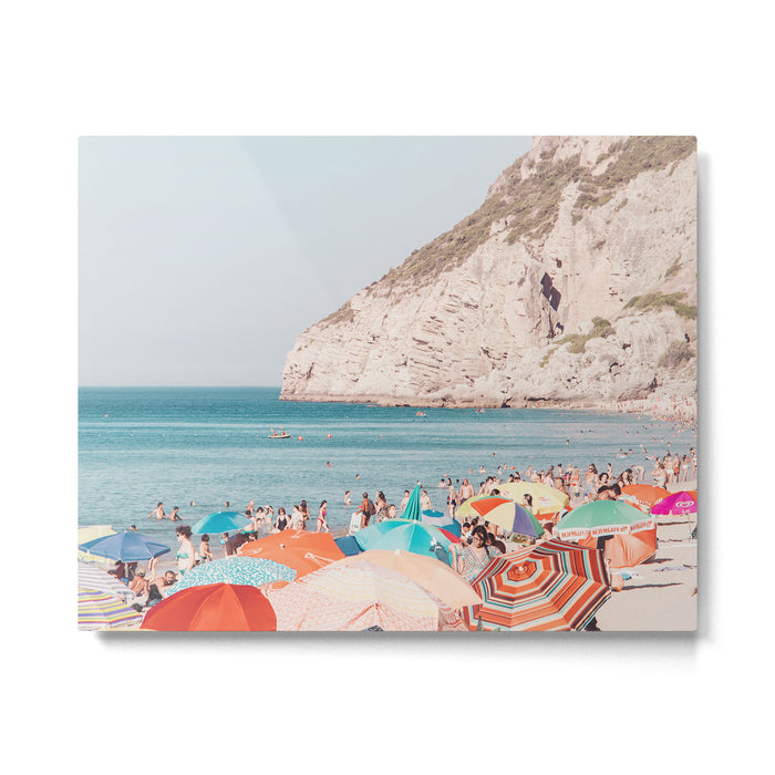 Beach - Colorful Sun Umbrellas two series - Ocean - Travel photography Metal Print Gallery Image 1