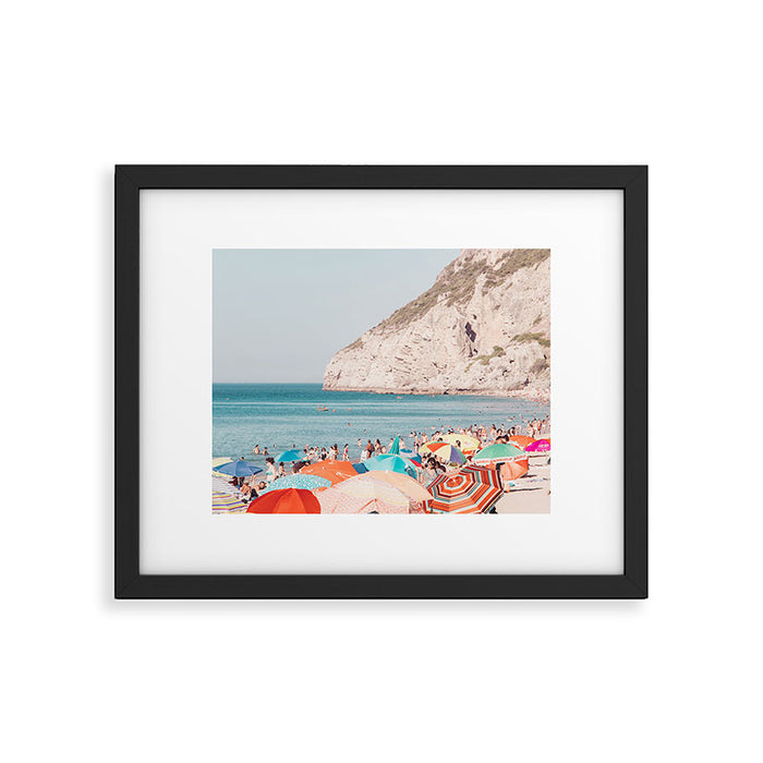 Beach - Colorful Sun Umbrellas two series - Ocean - Travel photography Framed Art Print Gallery Image 1