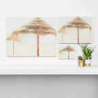 Beach Dreams III - straw beach umbrellas photography by Ingrid Beddoes Canvas Print Gallery Image 3