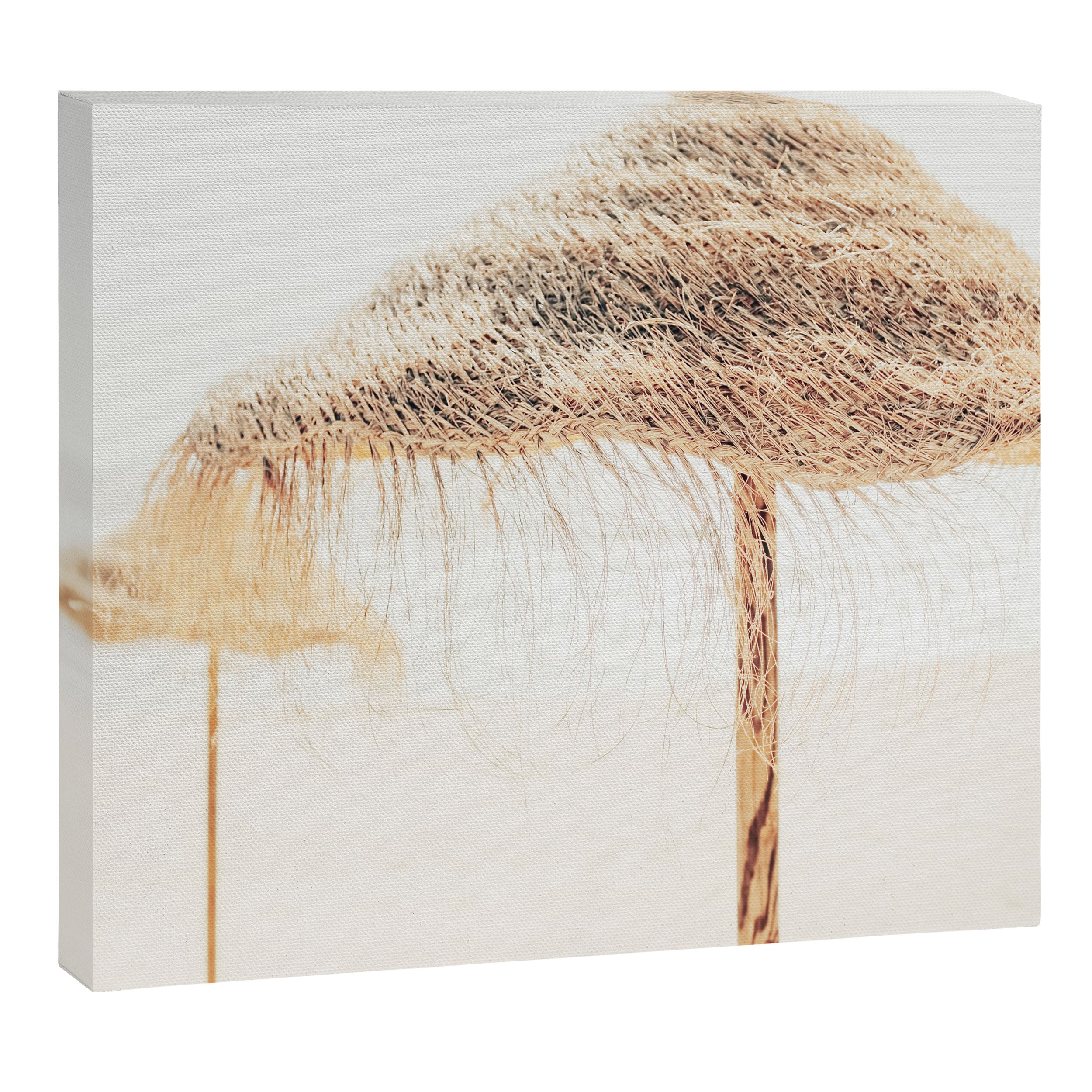 Beach Dreams III - straw beach umbrellas photography by Ingrid Beddoes Canvas Print Gallery Image 3