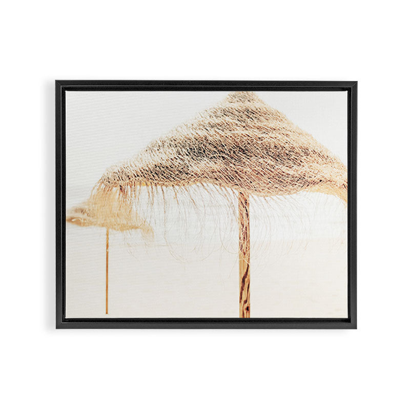 Beach Dreams III - straw beach umbrellas photography by Ingrid Beddoes Framed Canvas Print Gallery Image 6