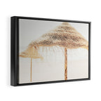 Beach Dreams III - straw beach umbrellas photography by Ingrid Beddoes Framed Canvas Print Gallery Image 2