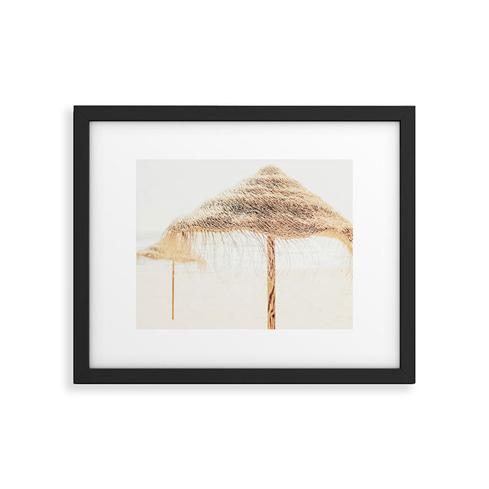 Beach Dreams III - straw beach umbrellas photography by Ingrid Beddoes Framed Art Print Gallery Image 1