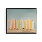Pastel Candy Striped Beach Huts - summer beach photography by Ingrid Beddoes Framed Canvas Print Gallery Image 6