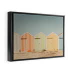 Pastel Candy Striped Beach Huts - summer beach photography by Ingrid Beddoes Framed Canvas Print Gallery Image 2