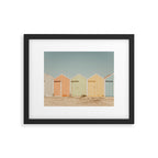 Pastel Candy Striped Beach Huts - summer beach photography by Ingrid Beddoes Framed Art Print Gallery Image 5